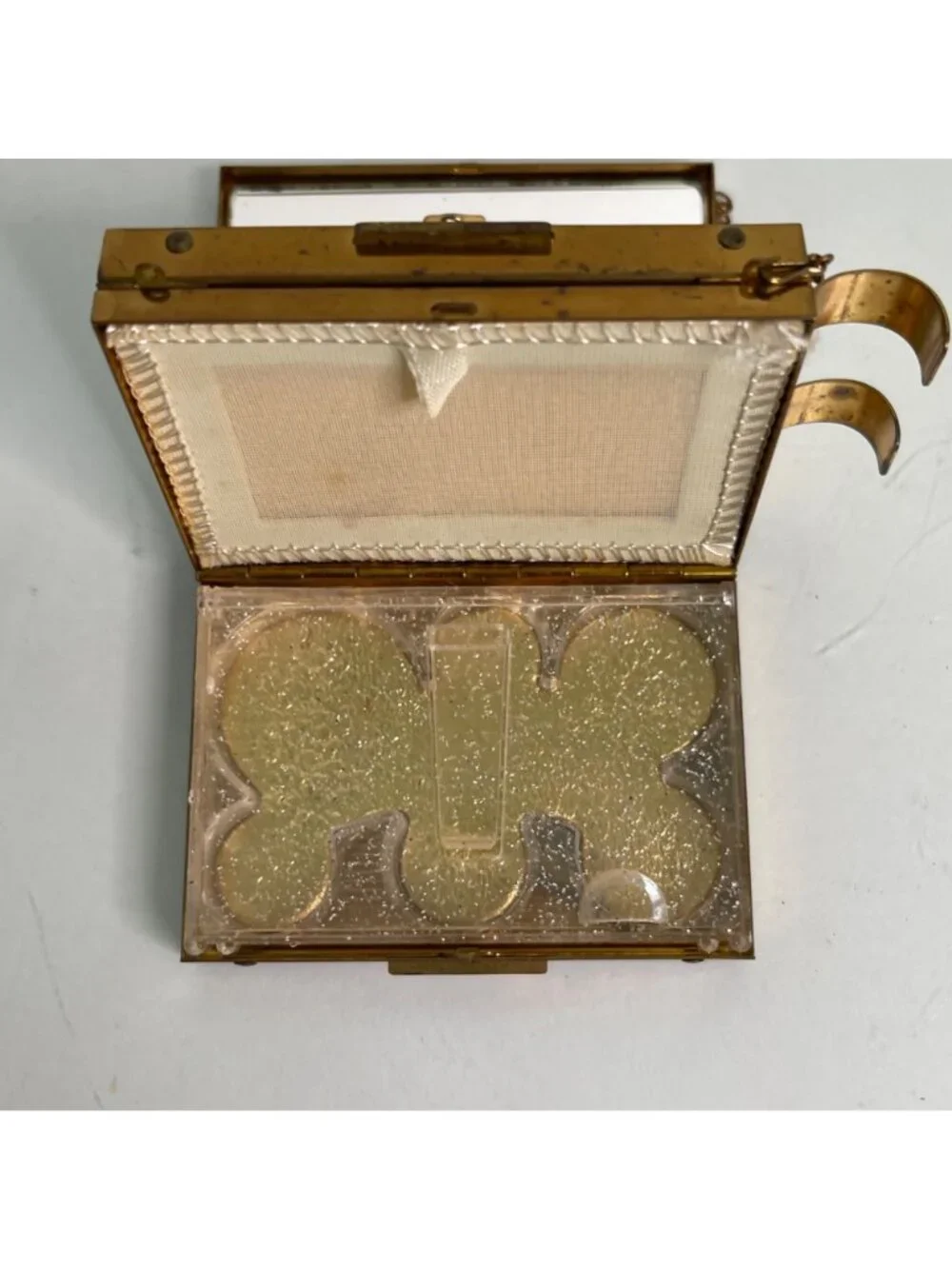 Vintage 1940s Zell Fifth Ave Compact Carryall Purse Mirror Coins Lipstick Puff